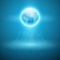 stream of binary code to the globe vector image