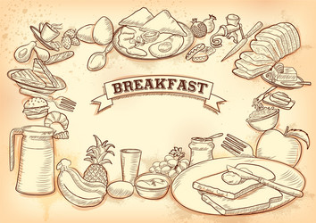 Template different types breakfast item vector