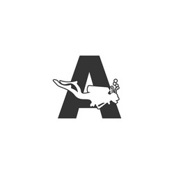 Letter l and someone scuba diving icon Royalty Free Vector