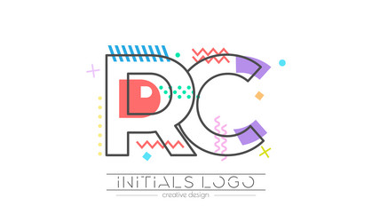 letters r and c merging of two initials vector image