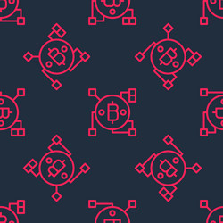 red line blockchain technology bitcoin icon vector image