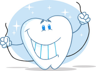 Happy tooth character inside dental floss Vector Image