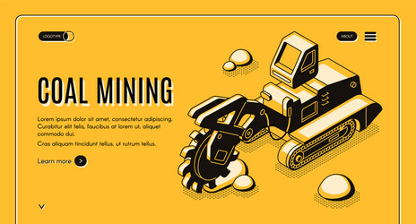 Coal mining company isometric website vector