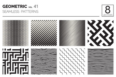 minimal geometric seamless patterns set vector image