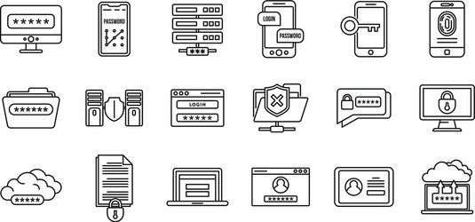 Online multi-factor authentication icons set vector