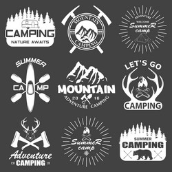 set of camping equipment symbols Vector Image