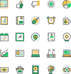 user interface and web colored icons 8 vector image