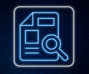 glowing neon line document with graph chart icon vector image