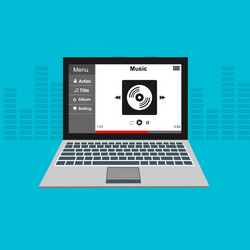 media player application app template with flat vector image