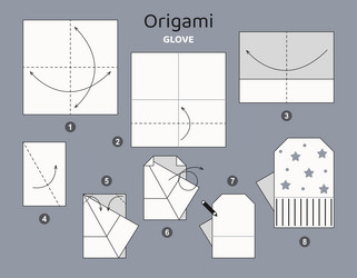 Origami Tutorial For Kids Cute Glove Royalty Free Vector