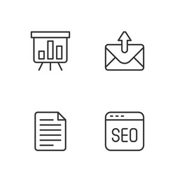 set line seo optimization file document board vector image