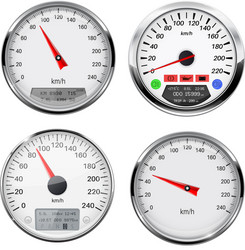 Speedometers and tachometers car dashboard gauges vector