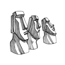 Moai stone statue touristic landmark easter island vector