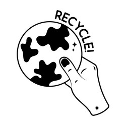 recycle doodle solid sticker eps 10 file vector image