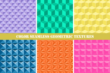 set of colorful seamless geometric patterns vector image
