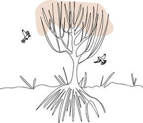 tree is drawn in one line vector image