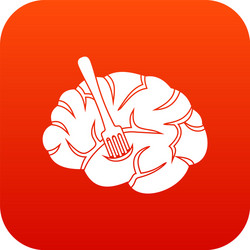 fork is inserted into the brain icon digital red vector image