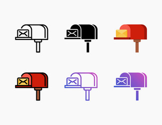 Mailbox icon set with different styles vector