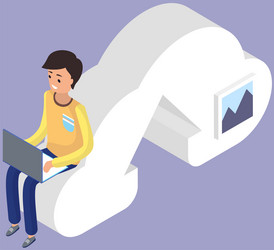 man working remotely with computer freelancer vector image