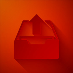 paper cut upload inbox icon isolated on red vector image
