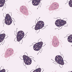 Random seamless pattern with doodle bug vector