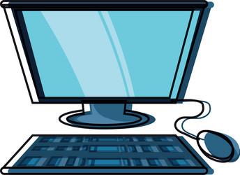computer with keyboard and mouse icon vector image