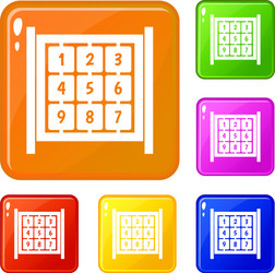 cubes with numbers on playground icons set vector image