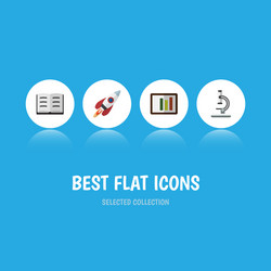 Flat icon science set of glass spaceship lecture vector