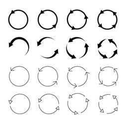 set of circle arrows isolated circular rotate vector image