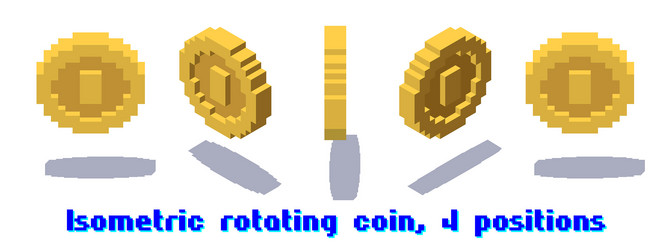 set of rotating pixel coins for game or app vector image