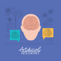 Artificial intelligence poster with human head Vector Image