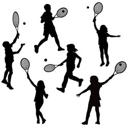 Children Playing Tennis Silhouettes Vector Image