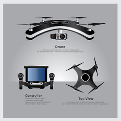 Drone with controller and camera vector