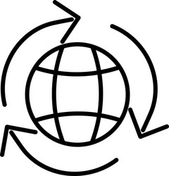 global sphere with circular arrows around line vector image