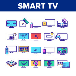 Smart tv television collection icons set vector