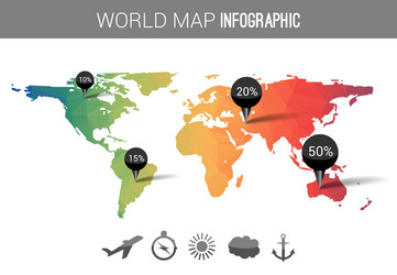 3d world map with points and percantage vector image