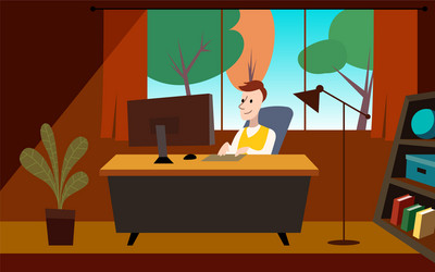 a director works at his desk vector