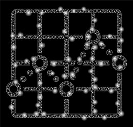 Glossy mesh wire frame line plot with flash spots vector