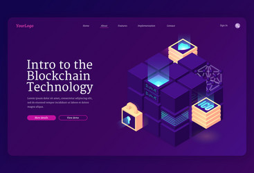 intro to blockchain technology isometric landing vector image