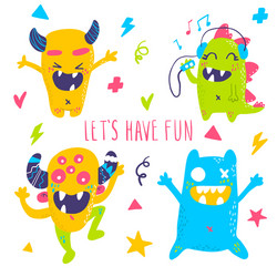 isolated cute cartoon monsters Vector Image