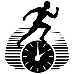 runner on clock symbolizing speed time efficiency vector image