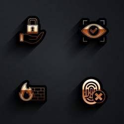 Set fingerprint lock and firewall security wall Vector Image