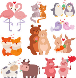 Adorable Animal Couples Valentine's Vector Image
