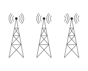 icon set with transmitter repeater and receiver vector image