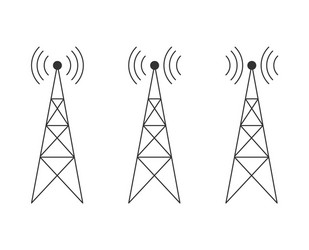 Icon set with transmitter repeater and receiver vector