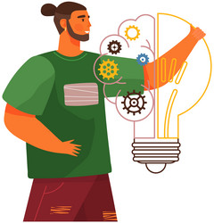 man creating new idea developing creative thiking vector image