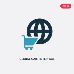 Two color global cart interface icon from user vector