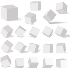 A set of cube icons with perspective 3d vector