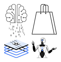ai brain processing data shopping bag computer vector image
