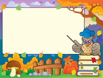 Autumn frame with owl teacher 1 vector